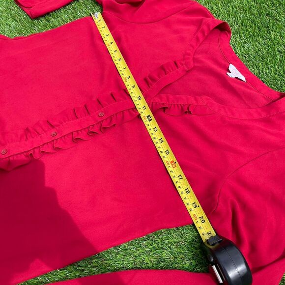 Candie's button front women’s cute preppy red top (L) - Picture 3 of 7